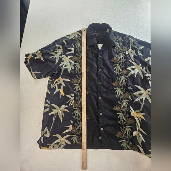 Tommy Bahama Silk Hawaiian Shirt XXL Black Bamboo Camp - Picture 3 of 5